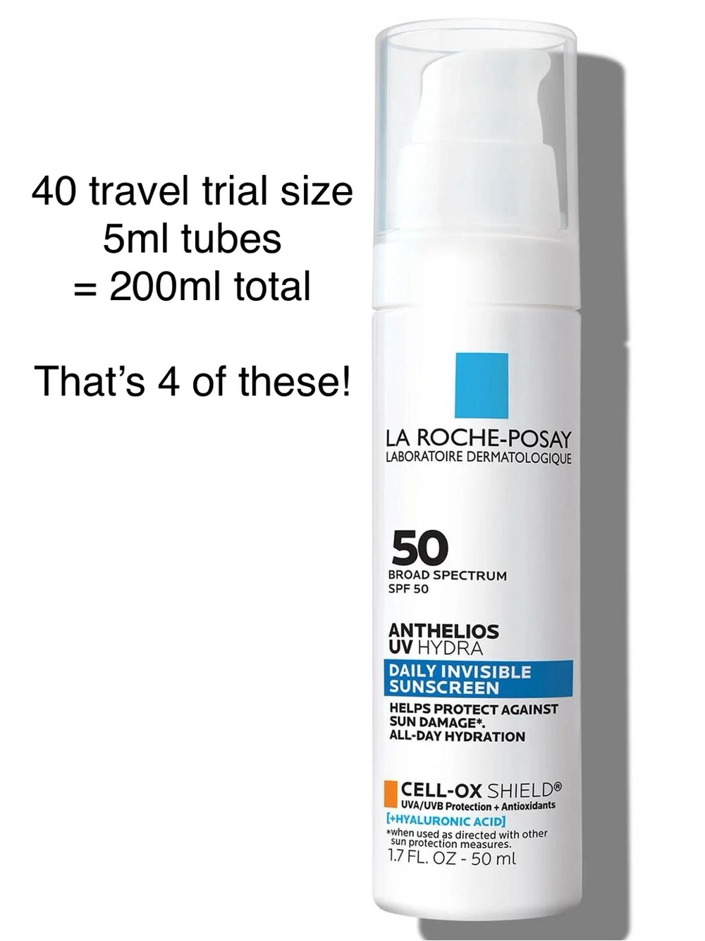 La Roche-Posay Anthelios UV Hydra SPF 50 Daily Invisible Sunscreen - 200ml